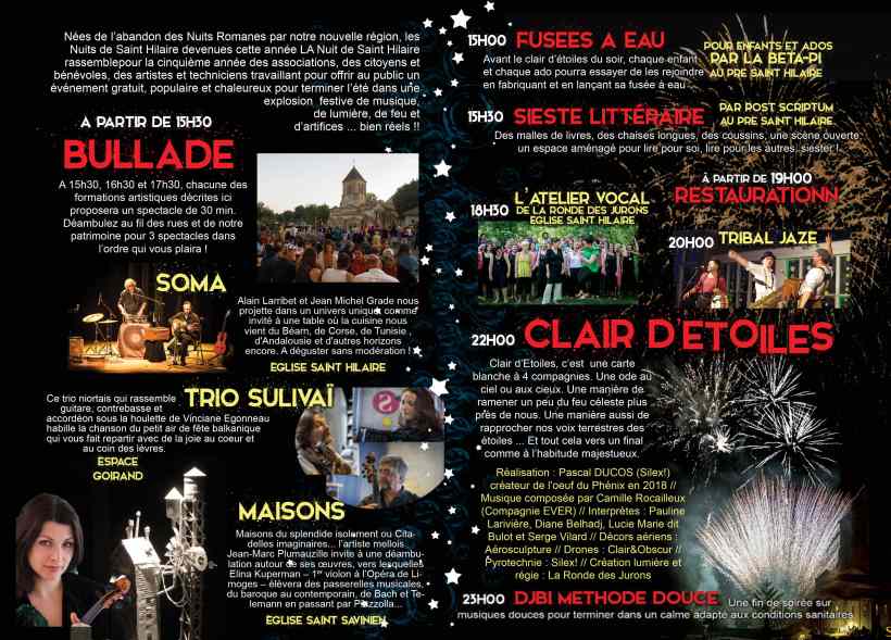 Nuits de Saint-Hilaire 2020 programme verso © Ville de Melle